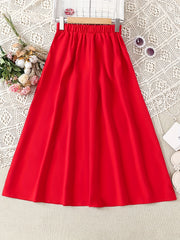 Girls' High Waist Casual Long Skirt Elastic Teen Kids Style