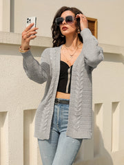 Twist Pattern Open Front Cardigan Long Sleeve Casual Cardigan