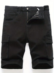 Men's Stretch Denim Shorts Casual Outdoor Summer Cargo Pocket