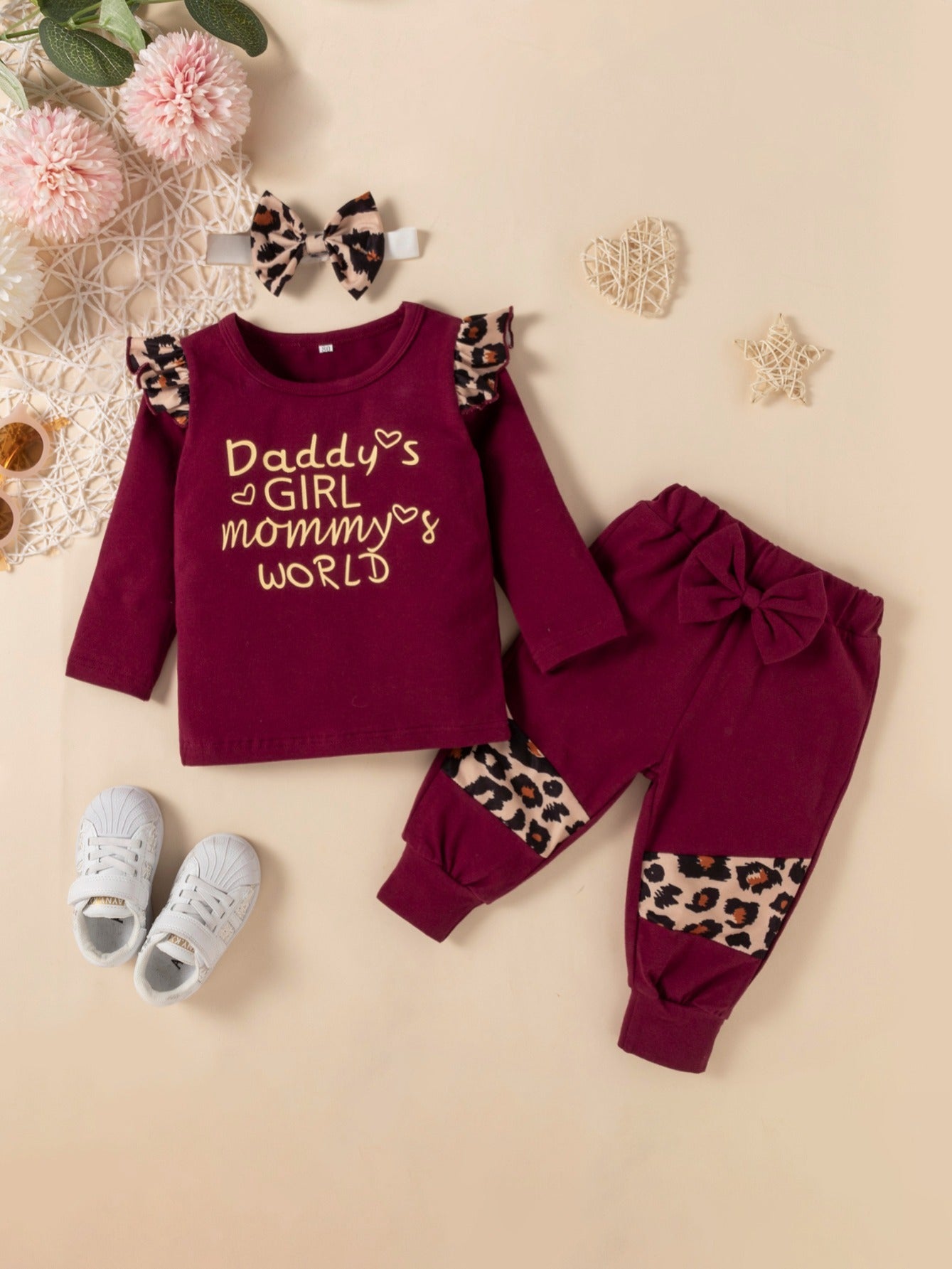 Casual Pink Cotton Long Sleeve Trousers Set