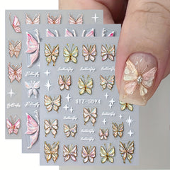 4pcs 5D Embossed Butterfly Nail Art Stickers Self Adhesive Nail Art Supplies