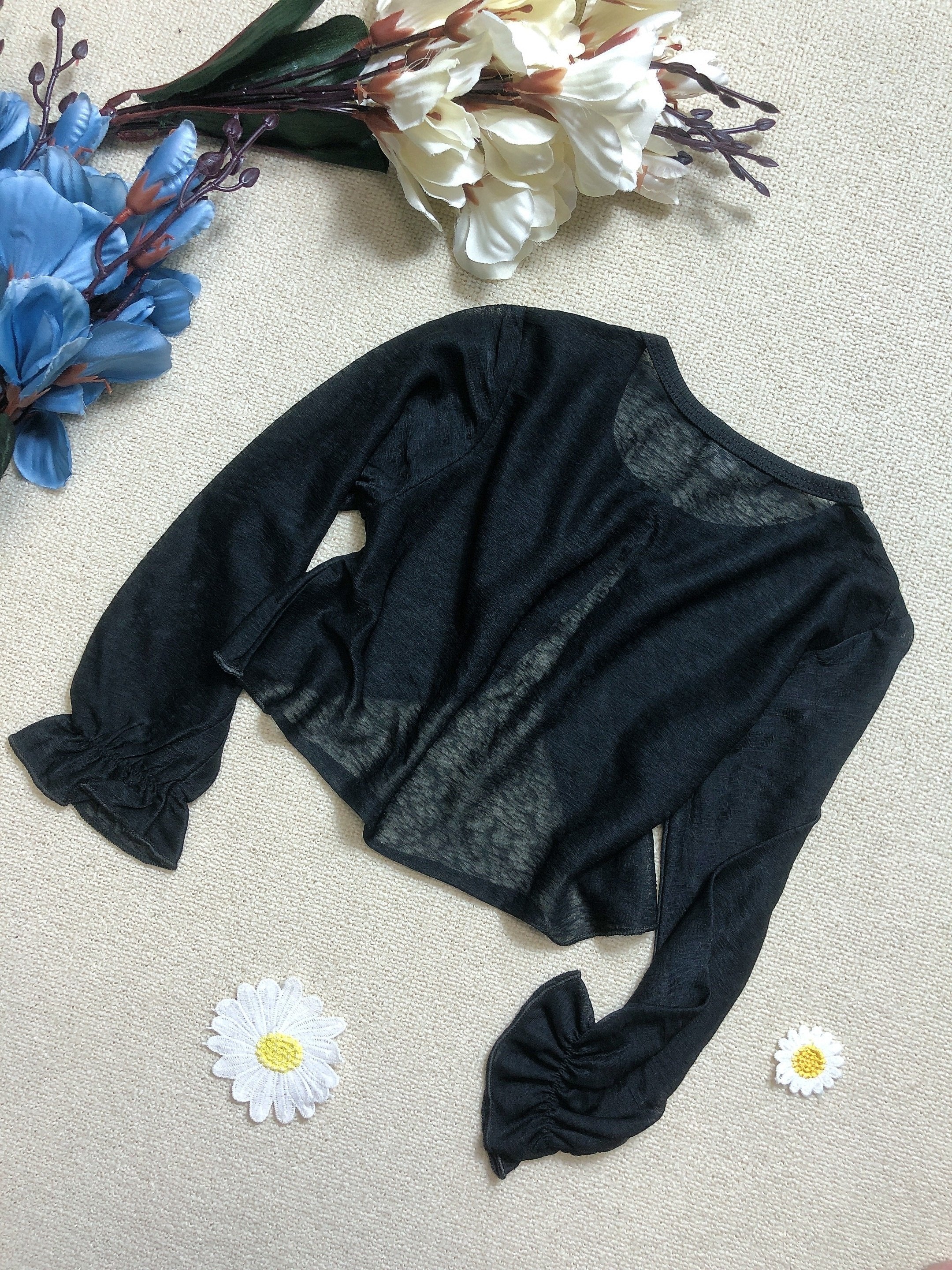 Kid s Sunscreen Shawl Long Sleeve UV Protection Cardigan Flower Decor Top