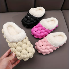 Kid's Plush Lined Massage Bubble Slides with Cushioned Non-Slip Sole
