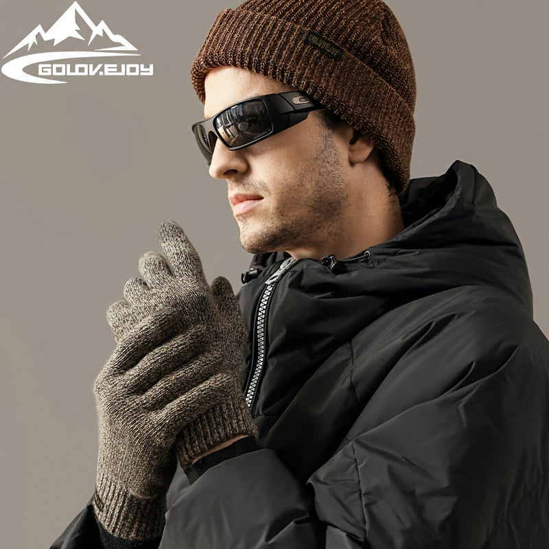 Winter Wool Knitted Gloves Windproof Outdoor Cycling Velvet Thickened Warm