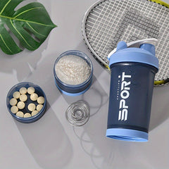 473ml Protein Shaker Bottle with 2 Compartment Boxes & Stirring Ball