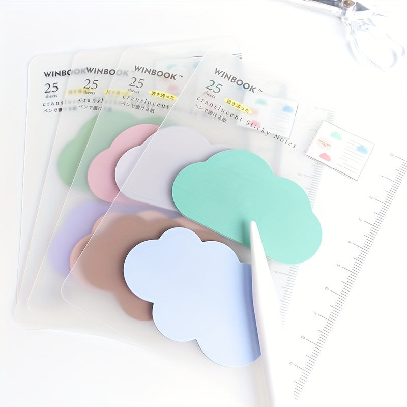 1pc 50 Pages PET Waterproof Cloud Sticky Notes Office Index Stickers