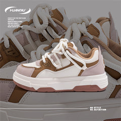 HUANQIU Lace-up Low Casual Skate Shoes Platform Outdoor Sneakers