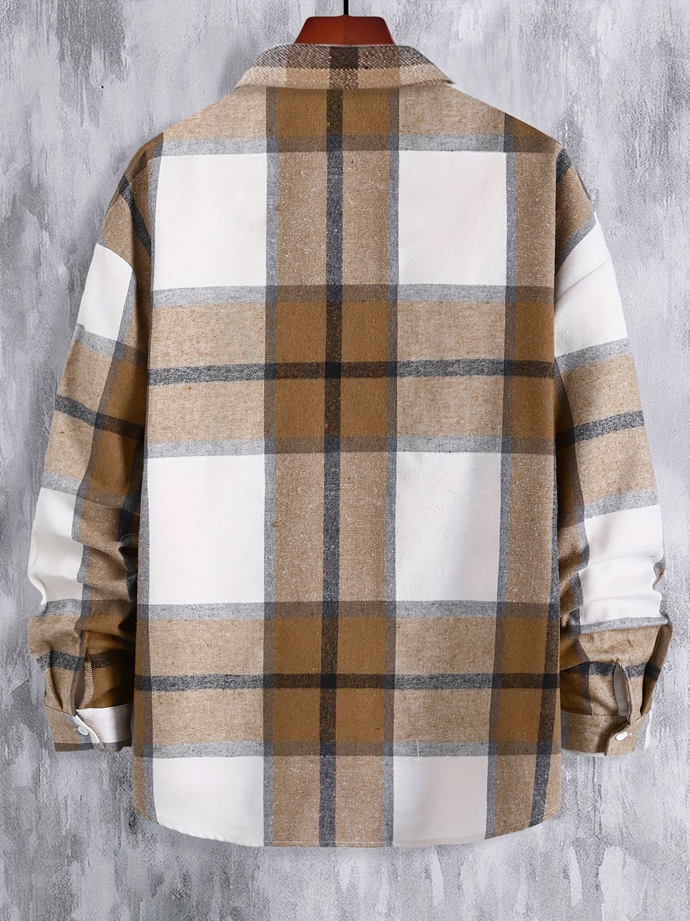 Plaid Print Men's Casual Button Up Long Sleeve Shirt With Pockets