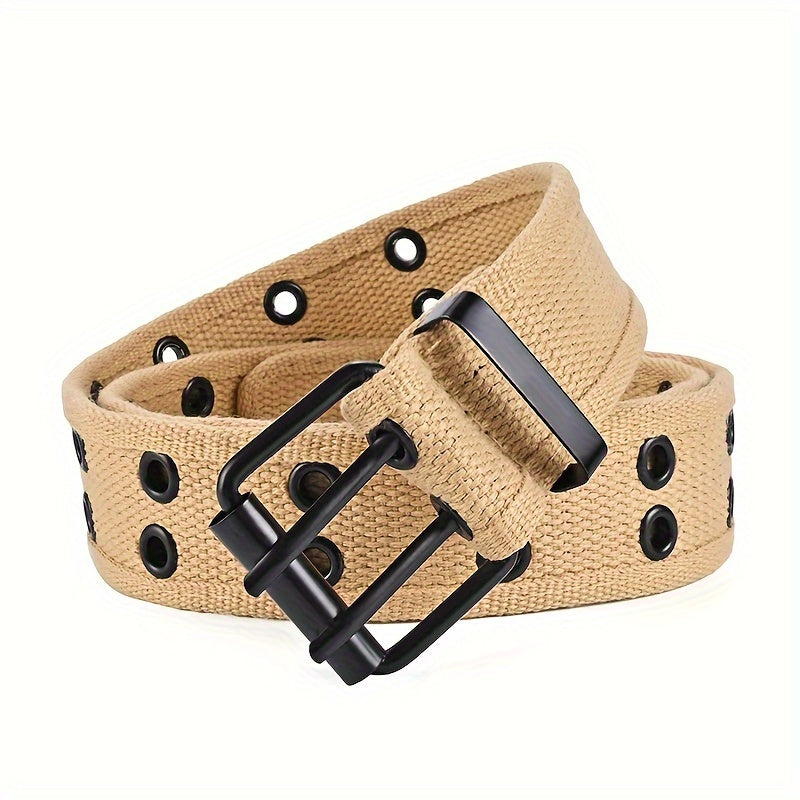 Canvas Belt Double Pin Buckle Men Women Casual Jeans Belt