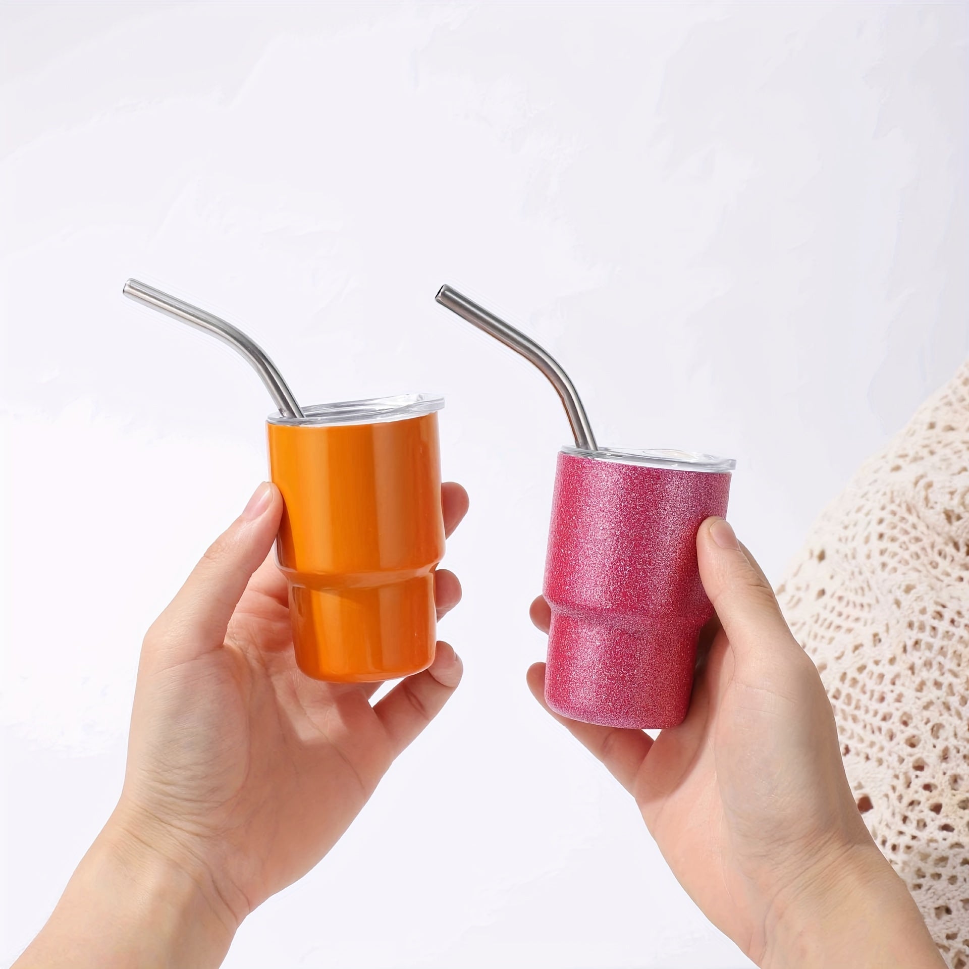60ml Mini Stainless Steel Insulated Cup with Straw for Outdoor Activities