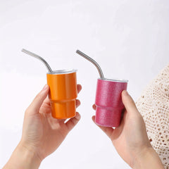 60ml Mini Stainless Steel Insulated Cup with Straw for Outdoor Activities