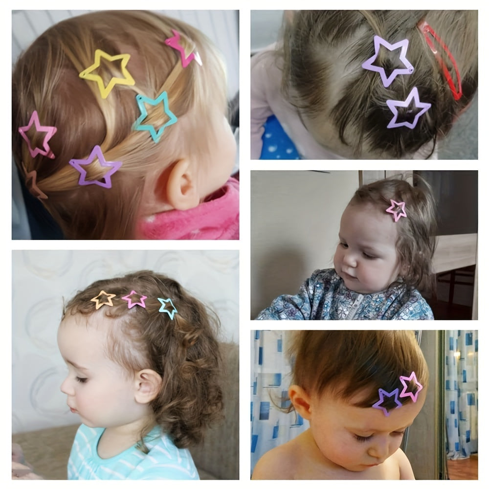 10pcs Colorful Star Snap Hair Clips for Girls Toddlers