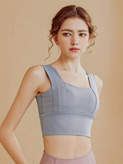 Wide Strap Sports Bra High Stretch Running Yoga Crop Top
