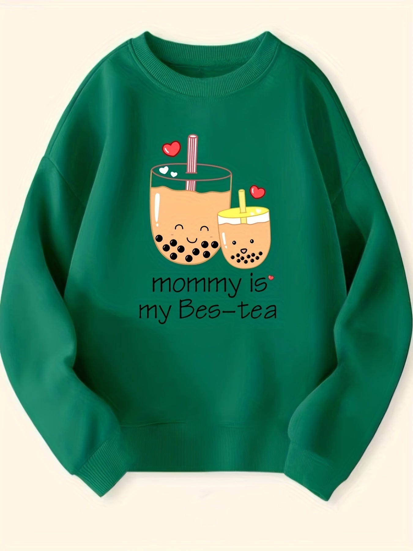 Bubble Tea 'Mommy' Pattern Sweatshirt for Girls