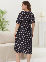 Heart Print Short Sleeve Tee Sleep Dress
