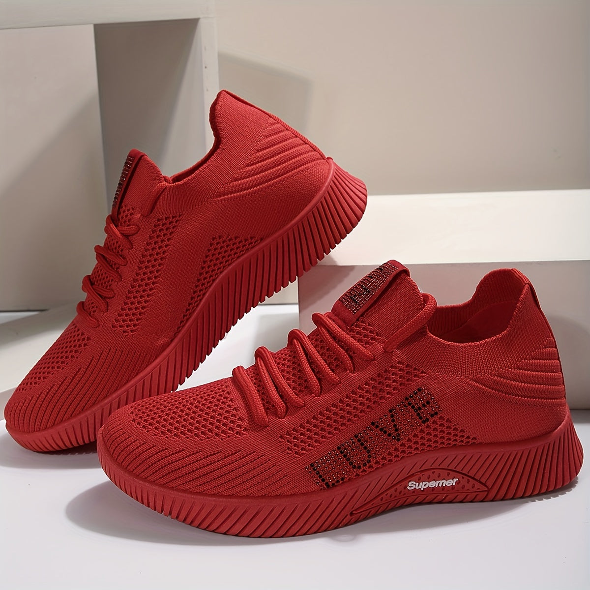 Women's Mesh Breathable Lace Up Sneakers Non slip Sports Shoes