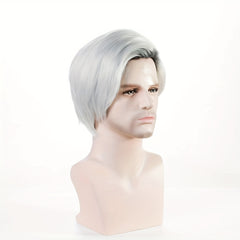 Short Metallic Grey Silver Ombre Wig for Men