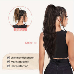 50 8 Cm Long Water Wave Ponytail Extensions Synthetic Fiber Hair Extensions