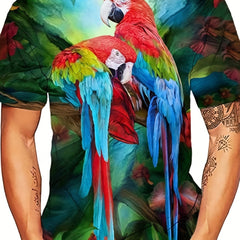 Men's Parrot Graphic T Shirt Stylish 3D Print Comfy Tee Top