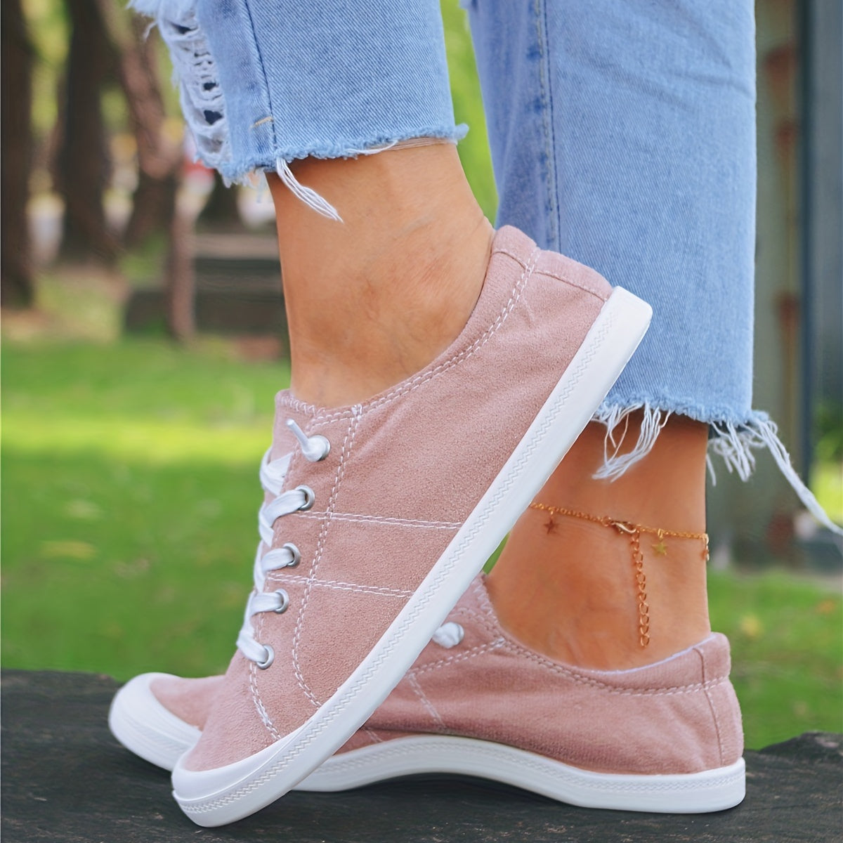 Non Slip Lace Up Walking Shoes Lightweight & Breathable Flat Shoes Women