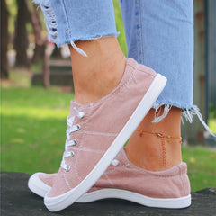 Non Slip Lace Up Walking Shoes Lightweight & Breathable Flat Shoes Women