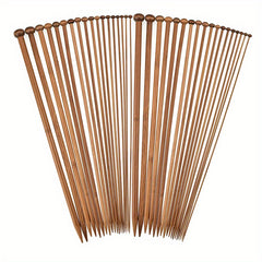 36pcs Bamboo Knitting Needles Set Single Pointed 9.8 Inches Length 18 Sizes