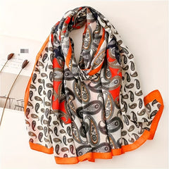 Vintage Paisley Print Scarf Classic Block Shawl Solid Headwraps Sunscreen