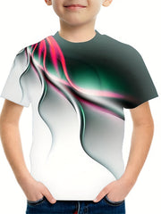 3D Flame Graphic T Shirt for Boys Breathable & Stretchy Summer Tee