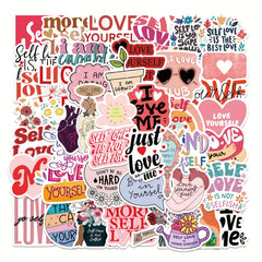 50pcs Self Love Motivational Graffiti Stickers for Laptop Water Bottle Luggage