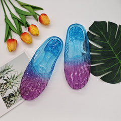 Women's Hollow Out Slides Closed Toe Flat Shoes Slip On Summer Shoes