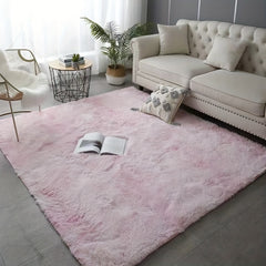 Large Tie Dyed Light Grey Shaggy Rug 78x74 Inch