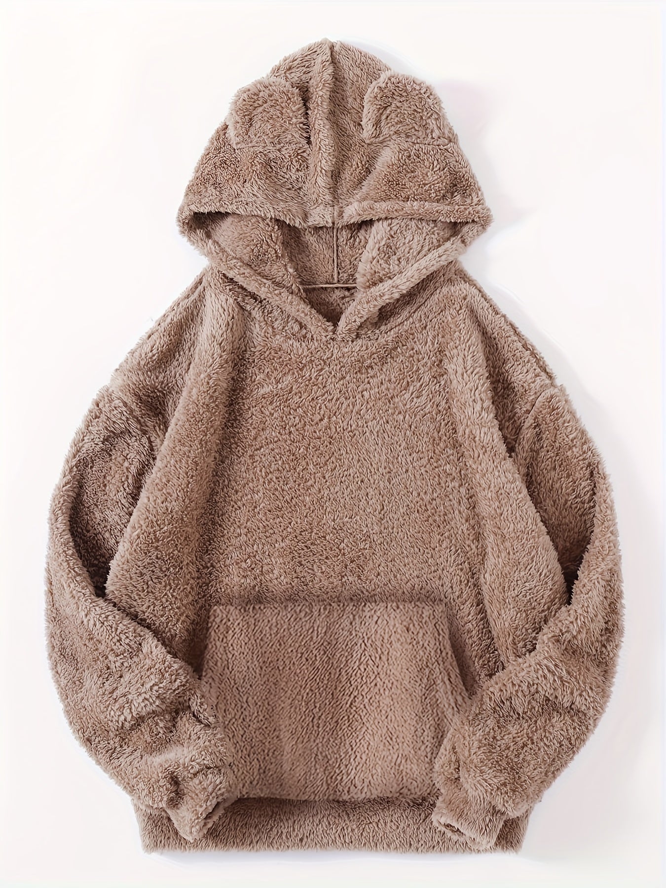 Solid Kangaroo Fuzzy Hoodie Long Sleeve Hoodies Sweatshirt Women's Clothing