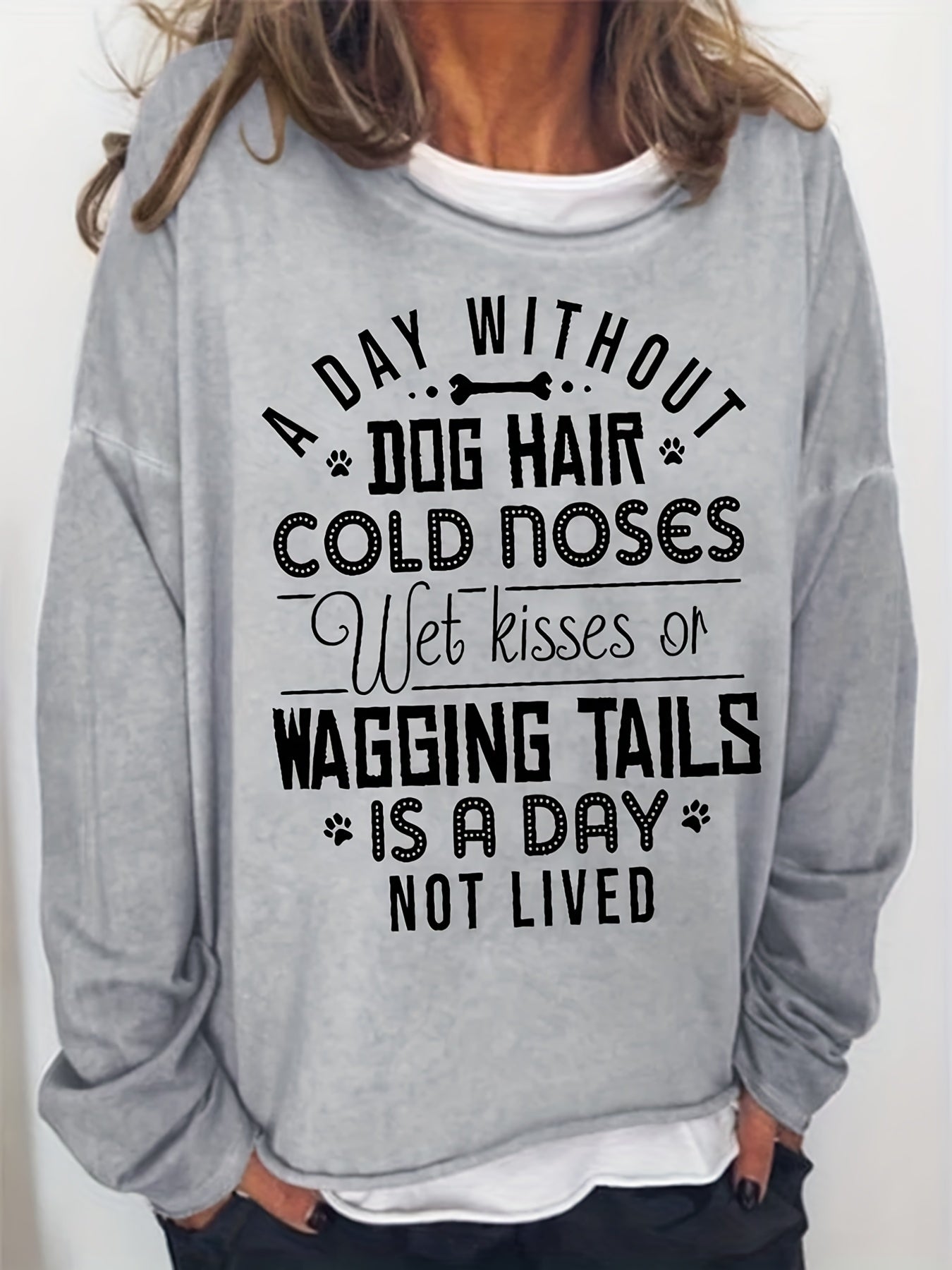 Letter Print Sweatshirt Women's Casual Long Sleeve Crew Neck
