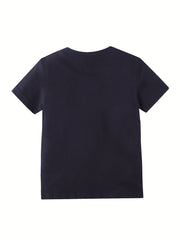Boys Helicopter Print Casual Cotton Short Sleeve T Shirt