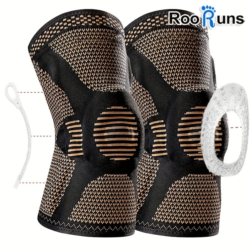 2pcs Copper Fiber Knee Pads Spring Silicone Ring