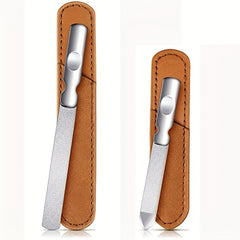 Anti Slip Stainless Steel Nail File with Leather Case