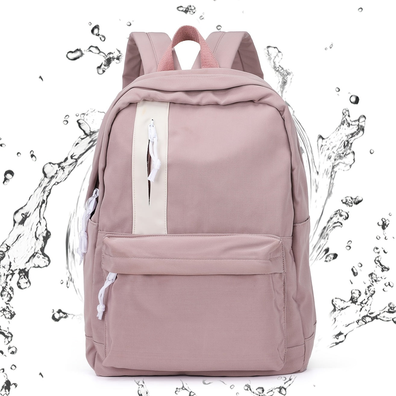 Colorblock School Bag Preppy Daypack All Match Zipper Travel Bag