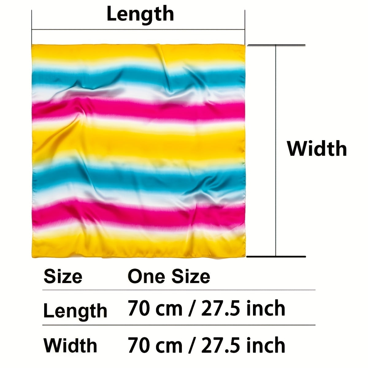 Striped Block Bandana Gradient Silk Square Scarf