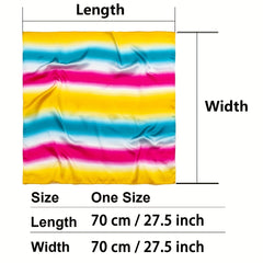 Striped Block Bandana Gradient Silk Square Scarf