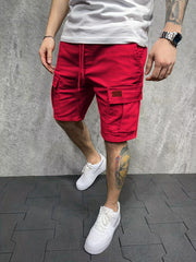 Men's Cotton Cargo Shorts with Drawstring Waist for Outdoor Activities
