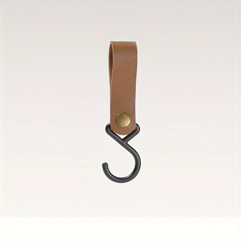 S Shape PU Leather Storage Hook Keychain for Camping
