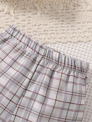 Preppy Summer Outfit for Baby Boys Bowtie Shirt & Plaid Shorts Set
