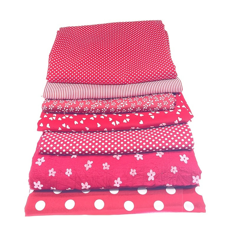 7pcs Red Fabric DIY Square Cloth for Sewing Project