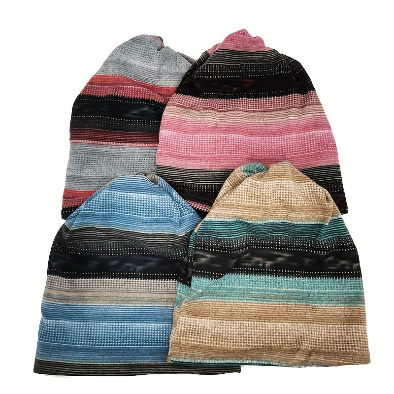 Unisex Striped Beanie Hat for Outdoor Cycling