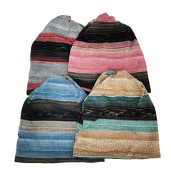 Unisex Striped Beanie Hat for Outdoor Cycling