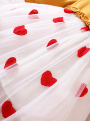 Sweet Heart Dress For Toddler Baby Girls Long Sleeve Mesh Tulle Stitching