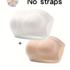 2pcs Seamless Bandeau Bras Soft Stretch Everyday Women's Lingerie