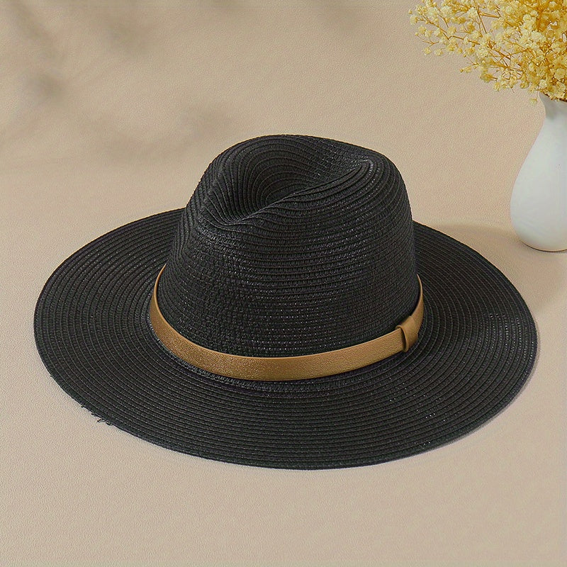 Straw Sun Hat Jazz Fedora Cap Unisex Beach Hats For Women Men