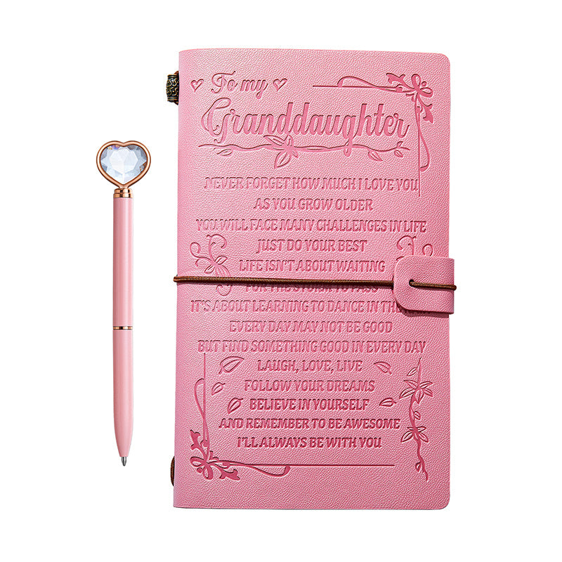 A6 Pink Granddaughter Diary Heart Pen Set