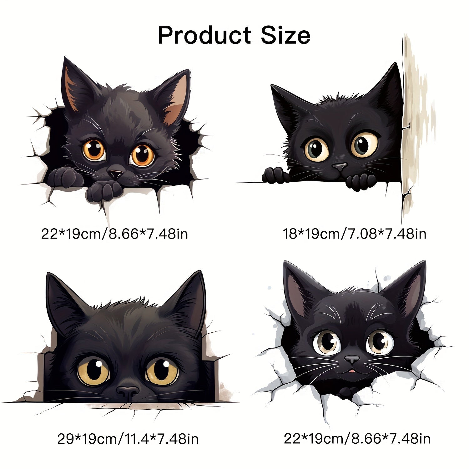 4pcs Cat Stickers for DIY T shirts Jeans Backpack